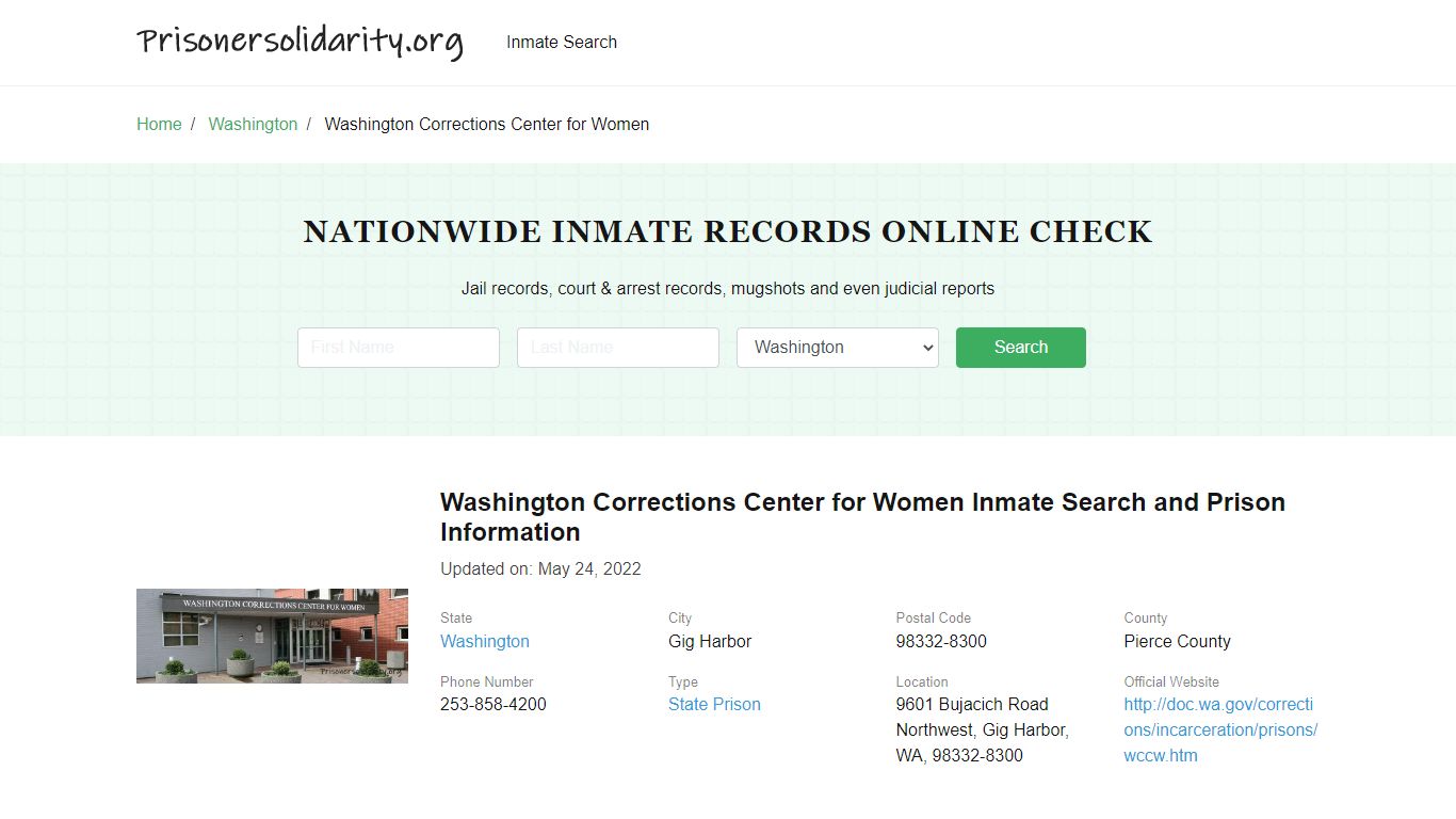 Washington Corrections Center for Women Inmate Search, Visitation ...